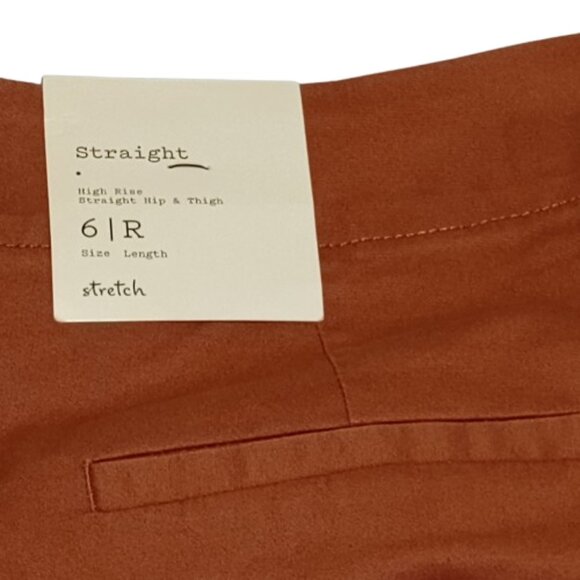 NWT a new day straight high rise stretch size 6 color brown Women's Trouser Pant - Picture 4 of 7
